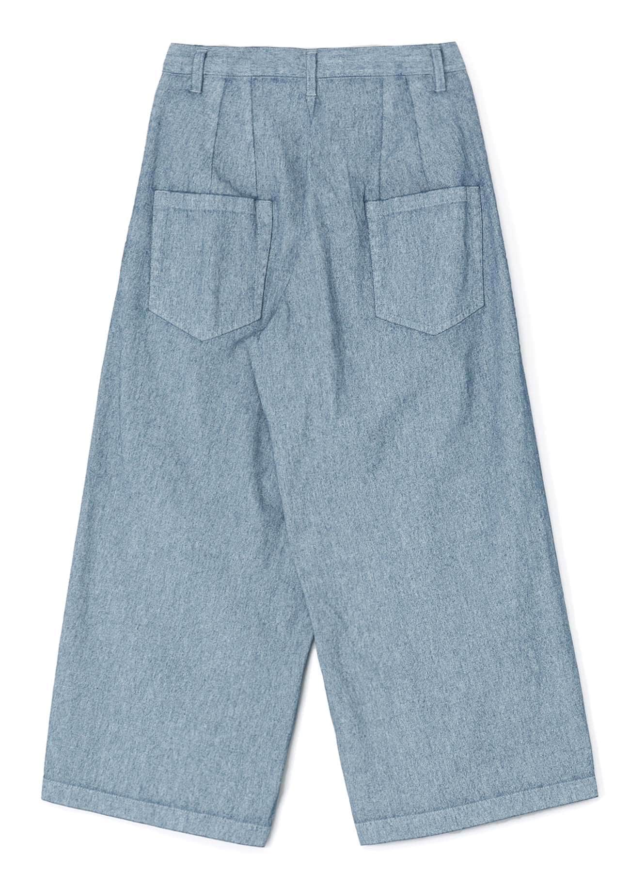 WHITE PIGMENT COATED DENIM PLEATED WIDE PANTS(XS Blue): Y's｜THE