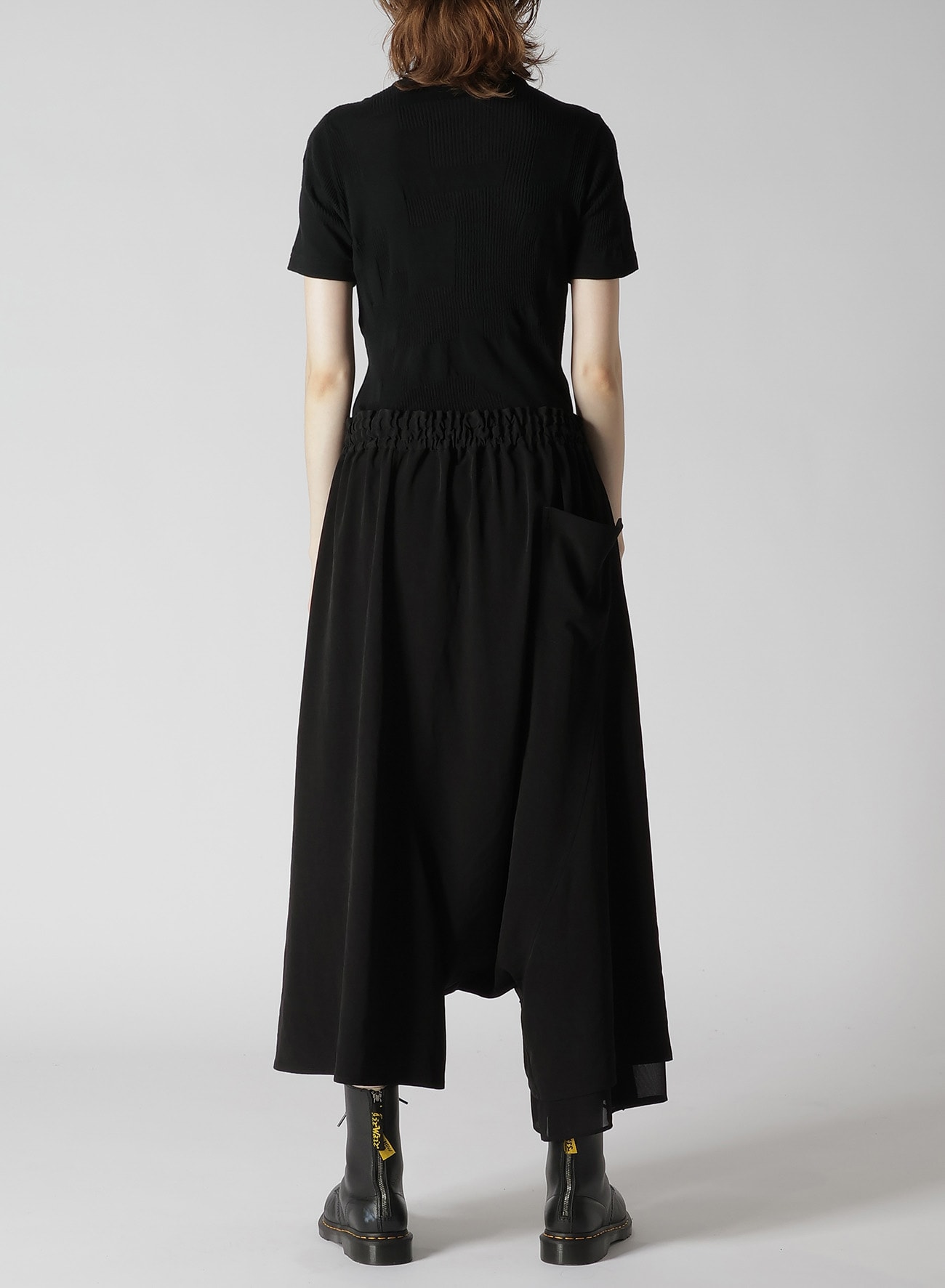 CREPE de CHINE RIGHT SIDE DOUBLED FLARE PANTS(XS Black): Y's｜THE 