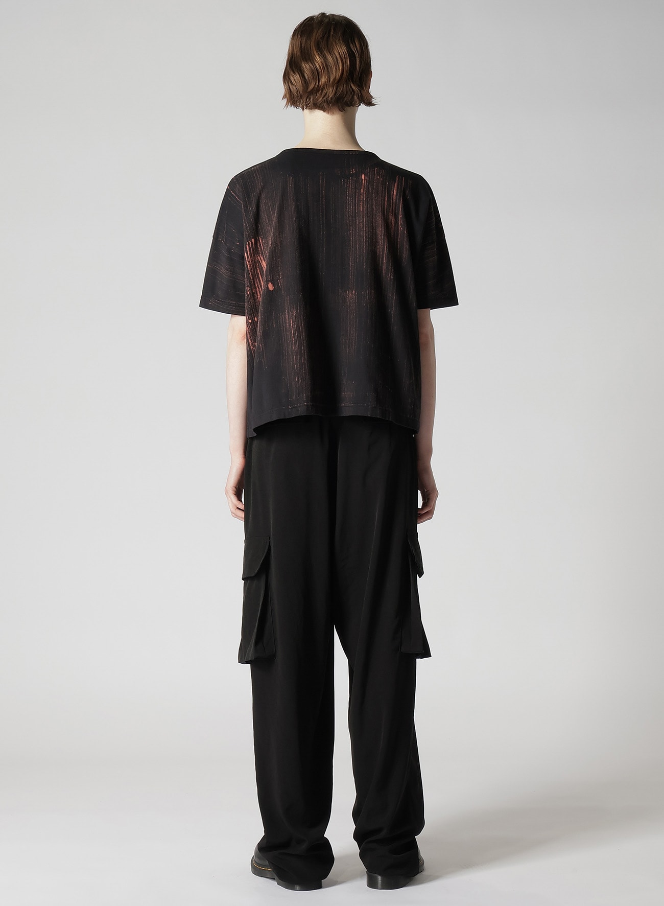 HAND BRUSHED CROPPED ROUND NECK T(S Black): Y's｜THE SHOP YOHJI