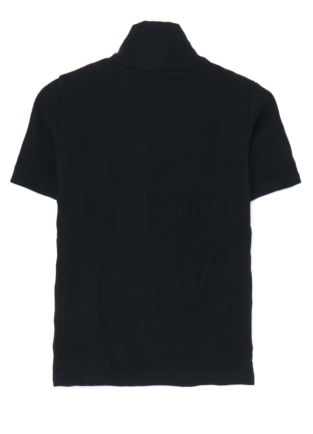 RIBBED BLOCK LINKS HIGH NECK HALF SLEEVE T(S Black): Y's｜THE SHOP 