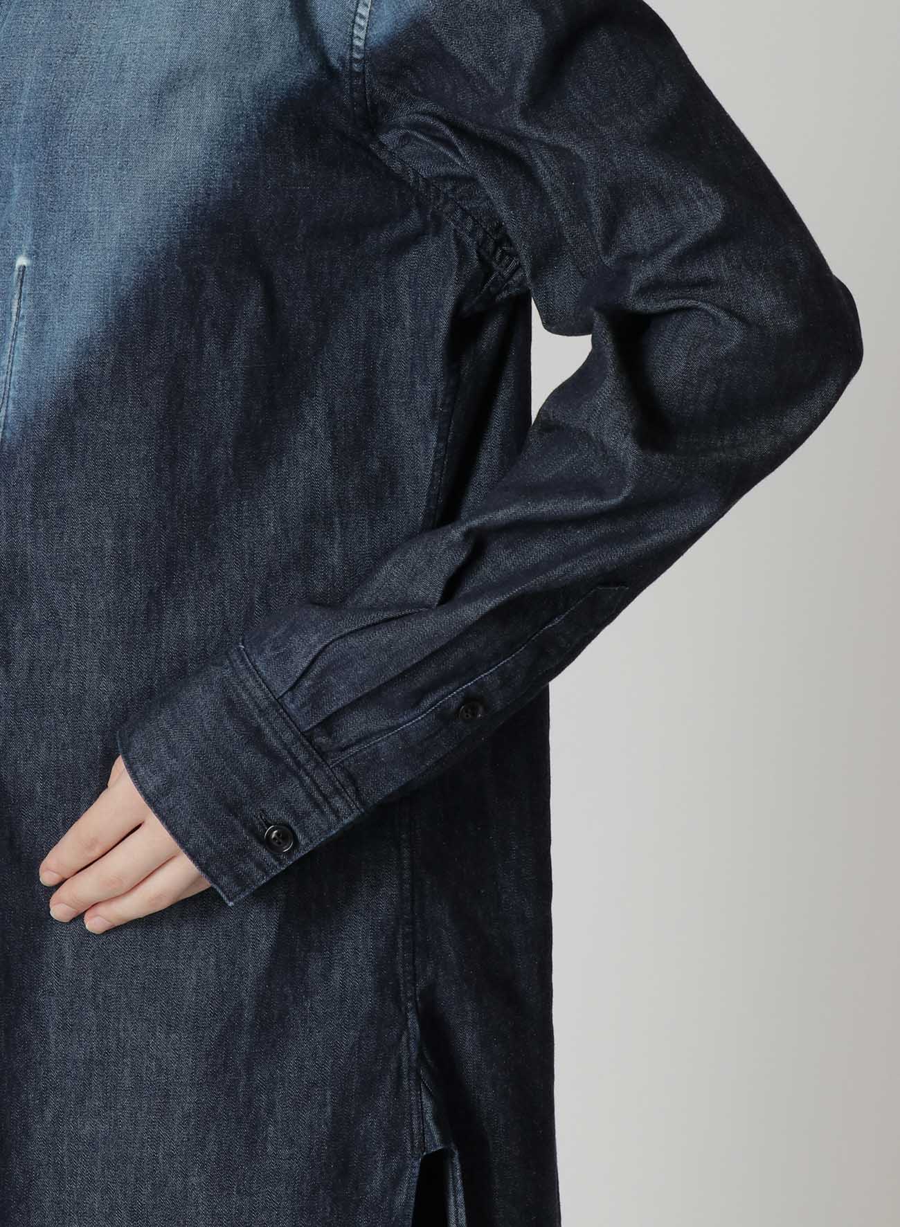 SPOTTED DENIM DOUBLE COLLAR SHIRT