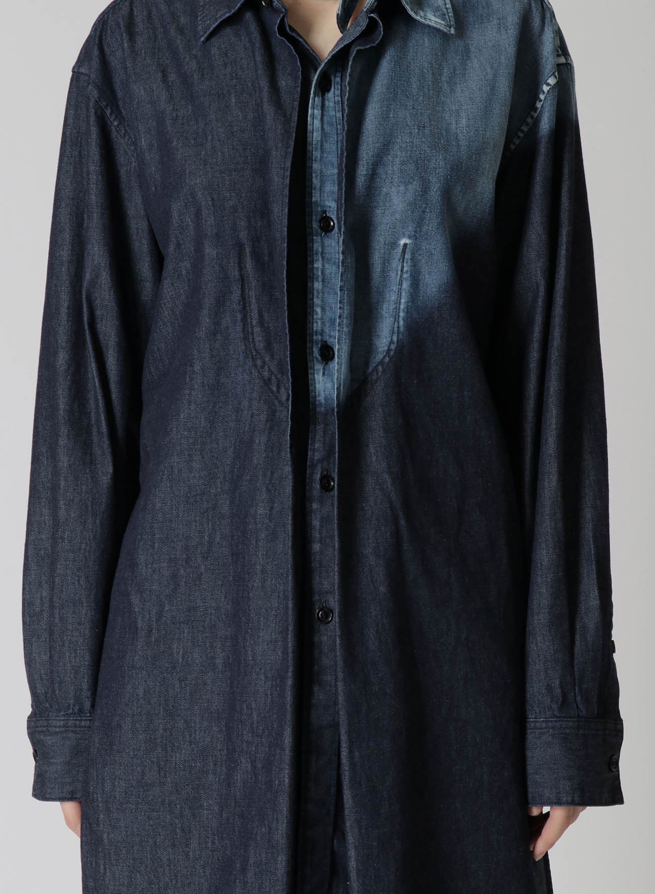 SPOTTED DENIM DOUBLE COLLAR SHIRT