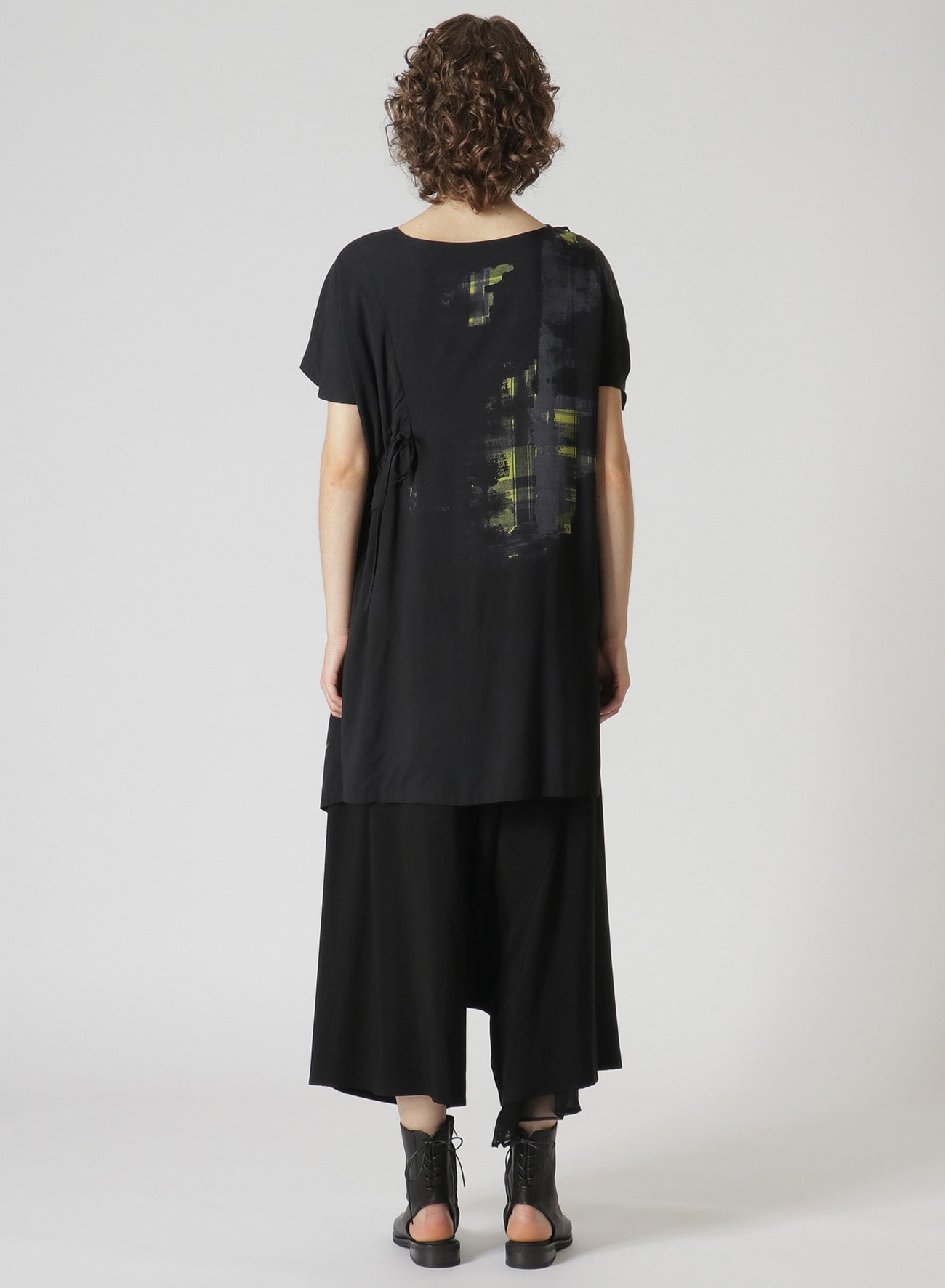 RAYON LAWN T-SHIRT WITH SHIRRING DETAILS