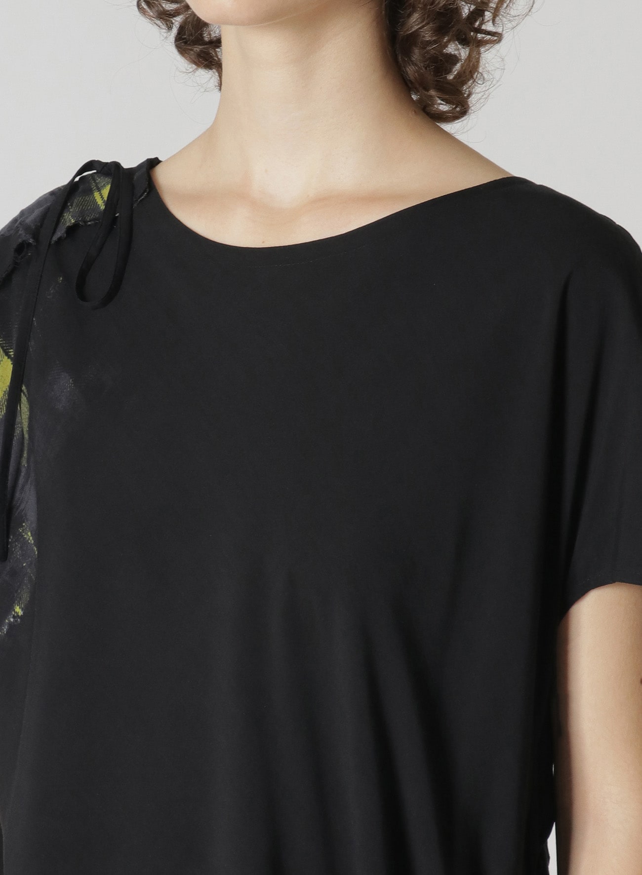 RAYON LAWN T-SHIRT WITH SHIRRING DETAILS