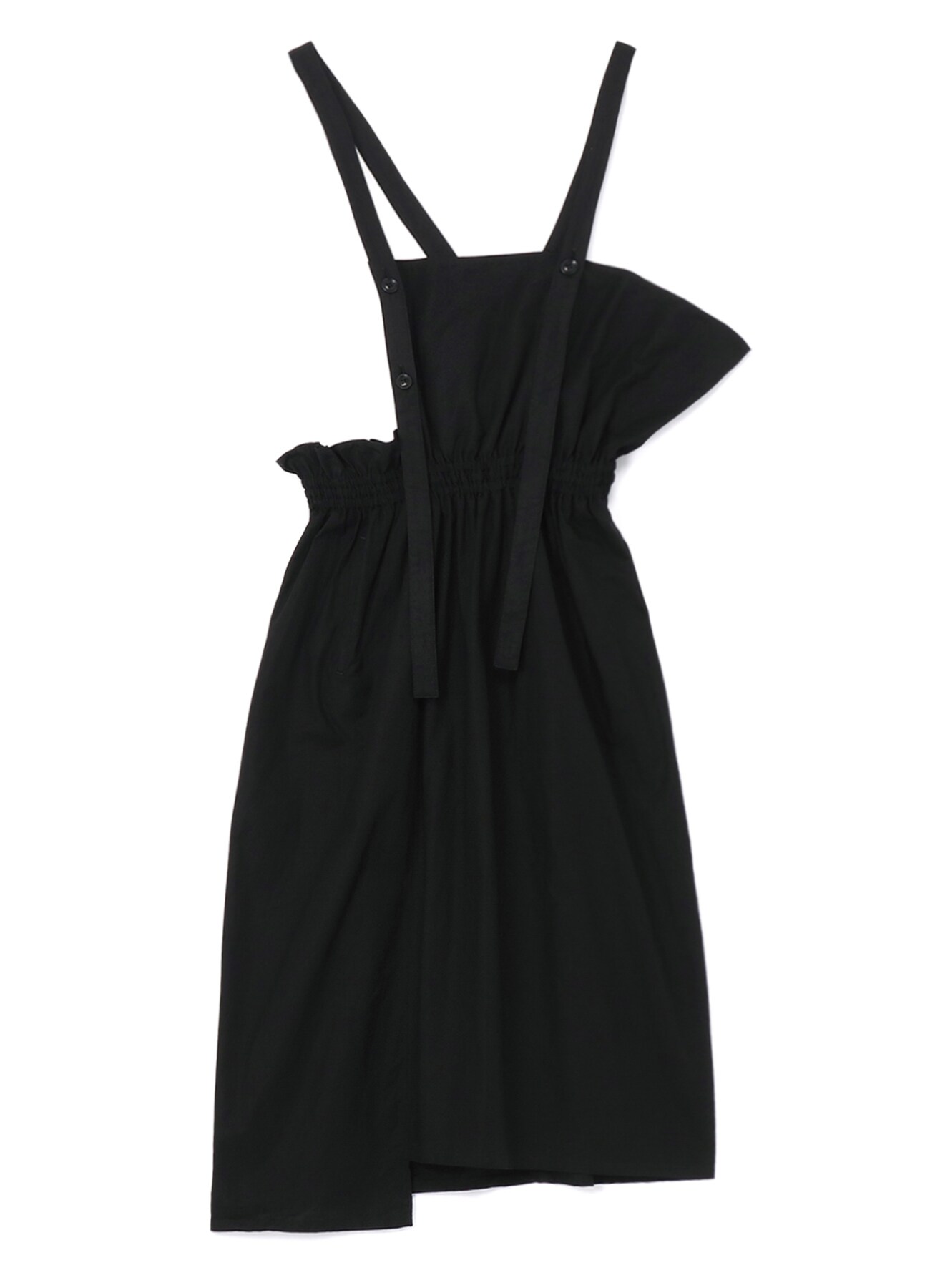 COTTON DUNGAREE GATHERED DRESS WITH SHOULDER STRAPS