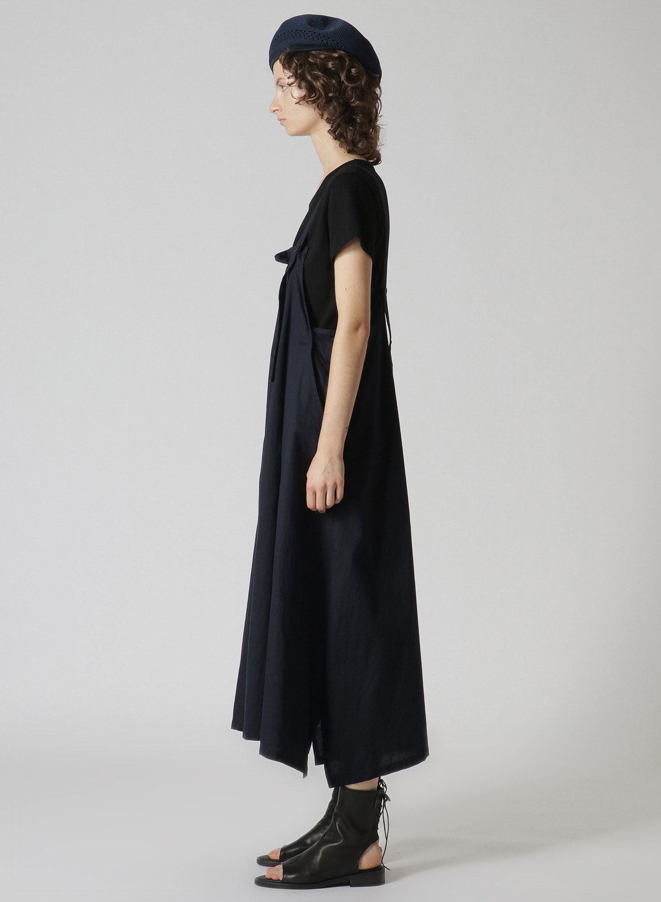 Y's BORN PRODUCT]COTTON THIN TWILL FRONT TUCK SHOULDER STRAP DRESS 