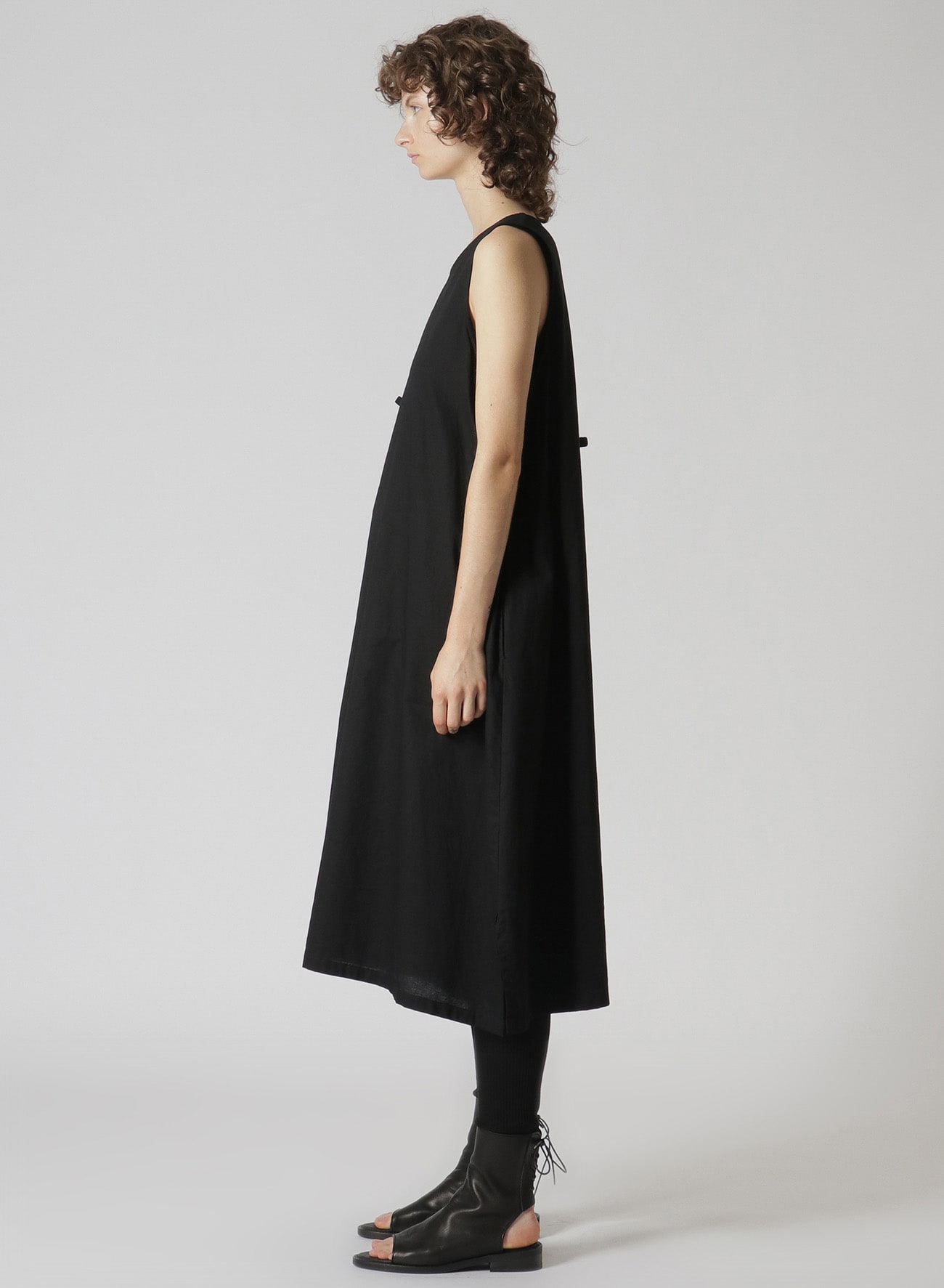 Y's BORN PRODUCT]COTTON THIN TWILL RIGHT SIDE GATHER DRESS(XS 
