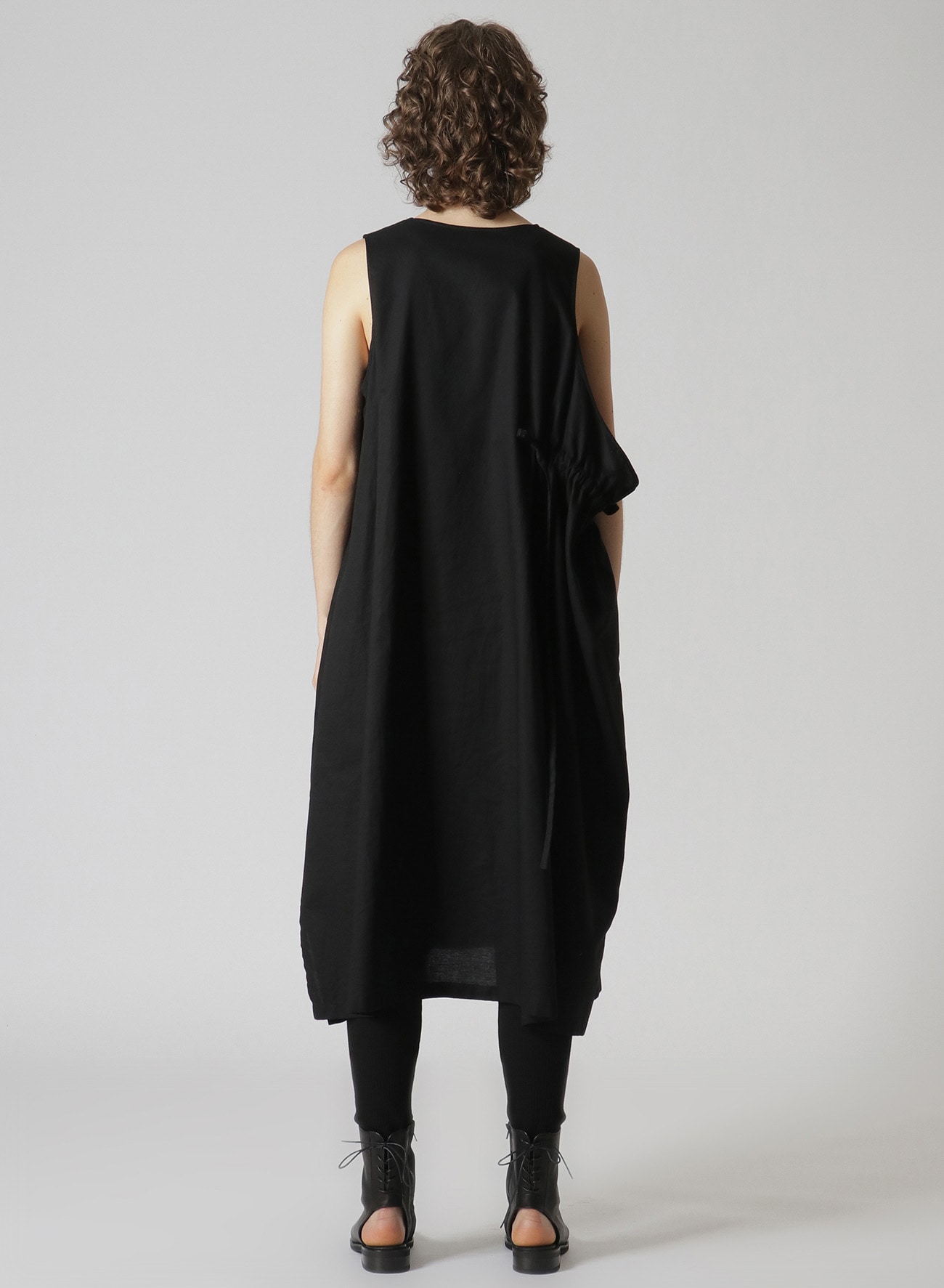Y's BORN PRODUCT]COTTON THIN TWILL RIGHT SIDE GATHER DRESS(XS 