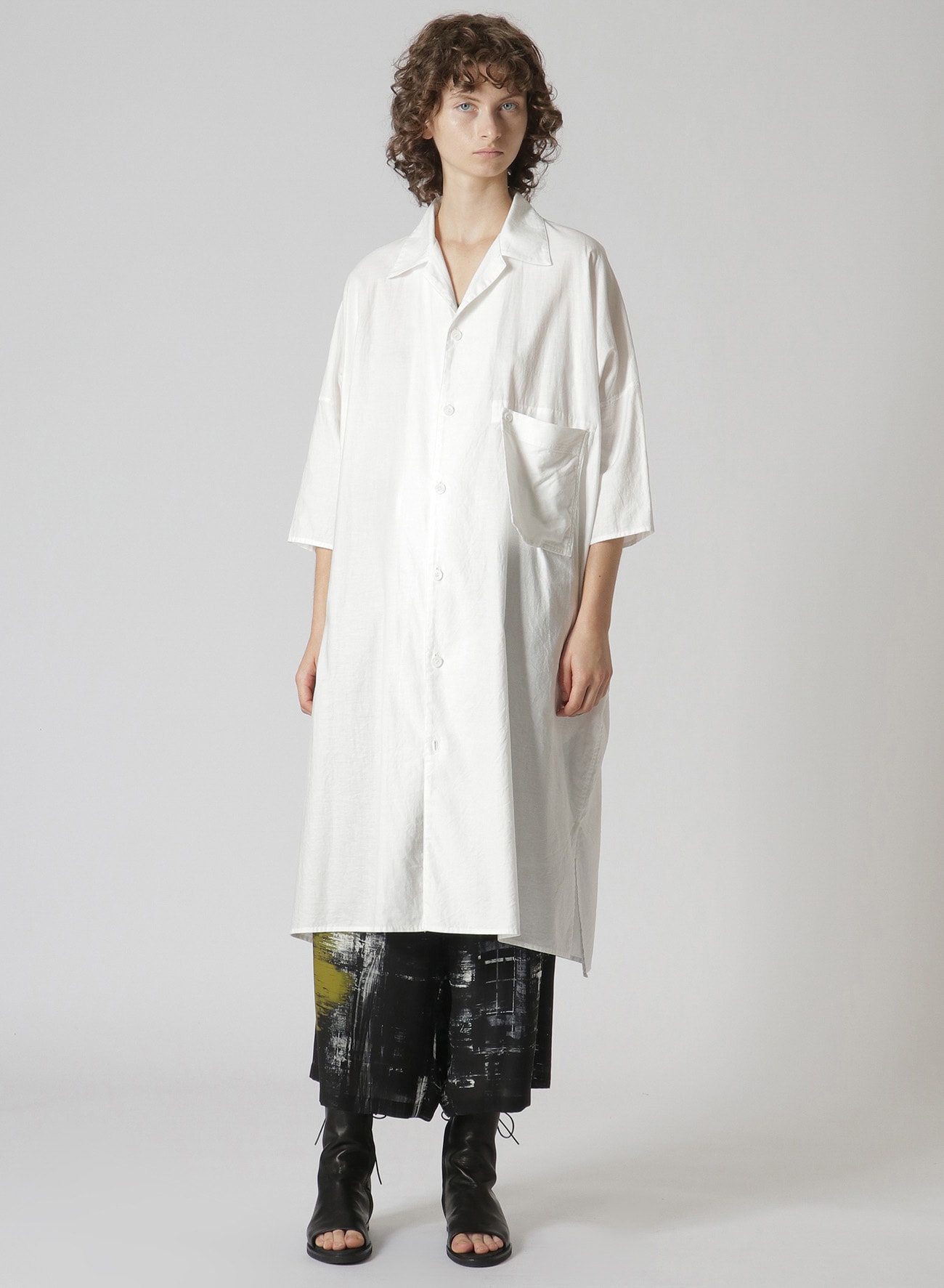 Y's BORN PRODUCT]COTTON THIN TWILL FRONT POCKET SHIRT DRESS(S 