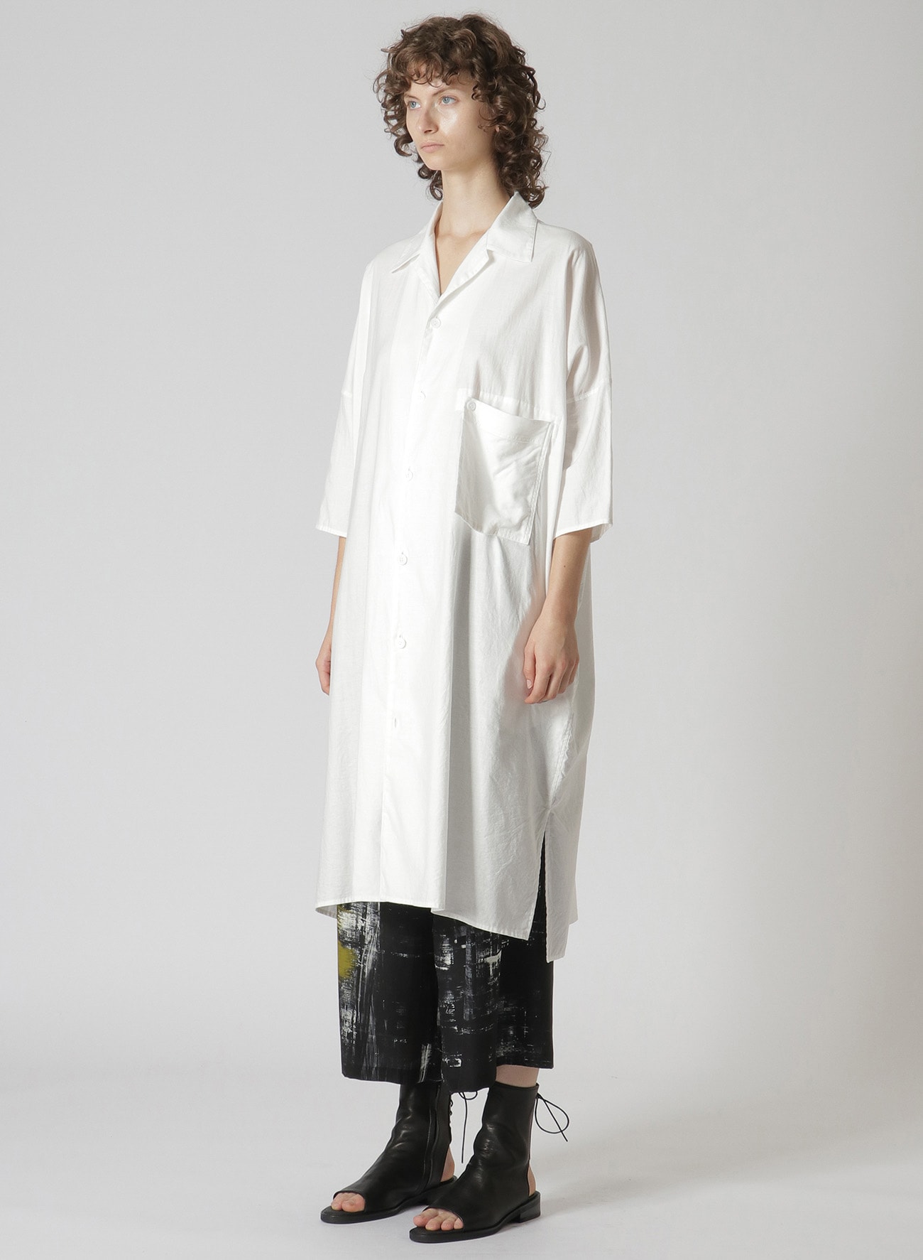 [Y's BORN PRODUCT]COTTON THIN TWILL FRONT POCKET SHIRT DRESS