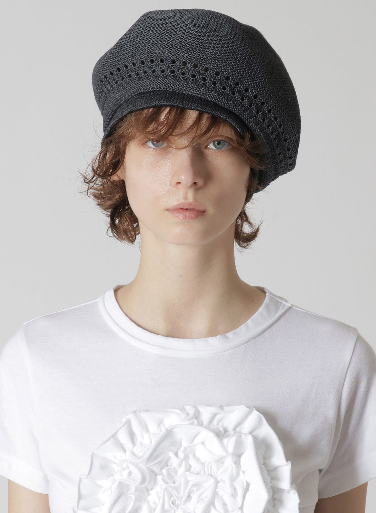 COTTON OPEN WORK KNITTED BERET