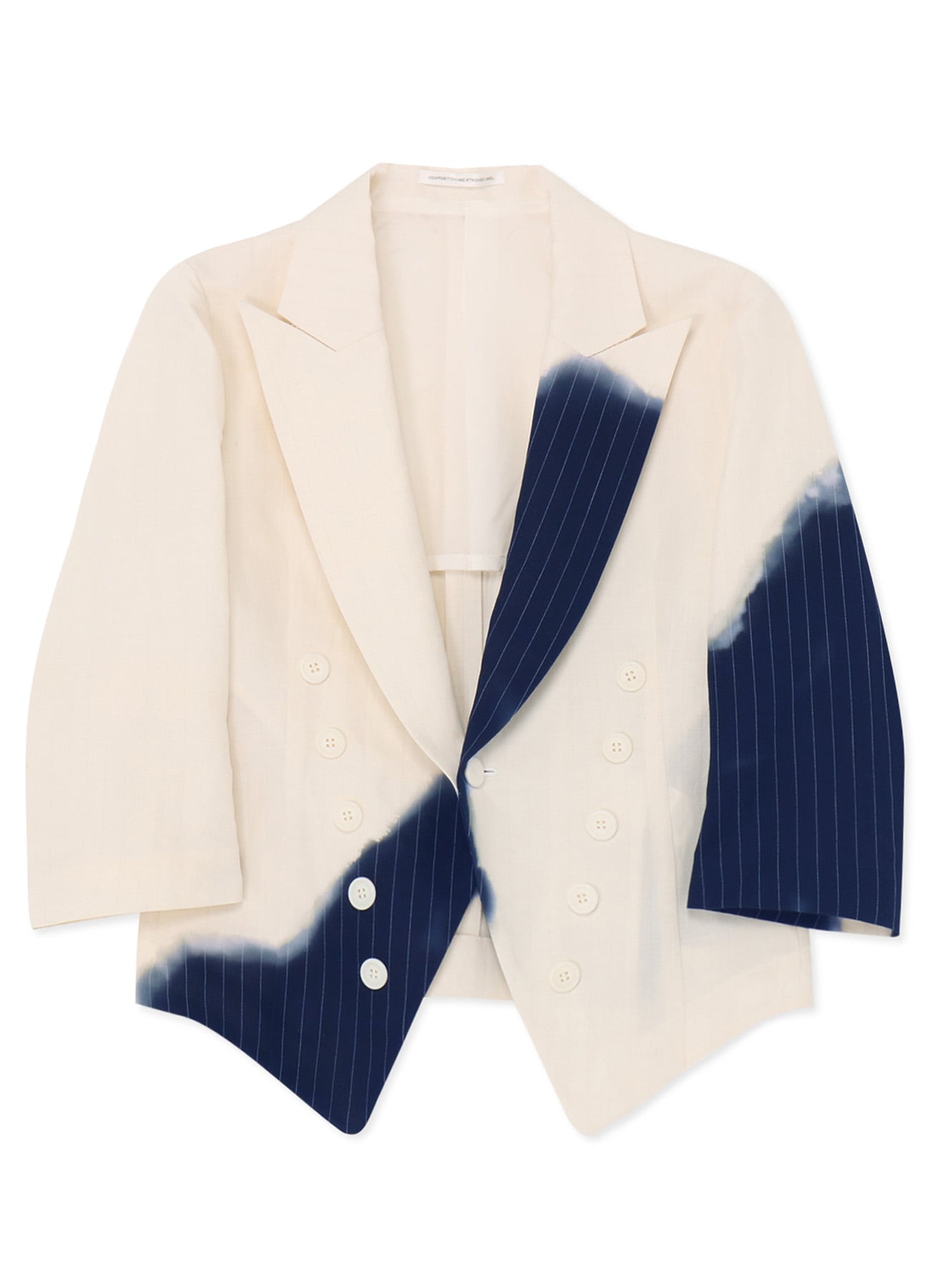 LINEN/COTTON SWALLOWTAIL JACKET WITH PARTIAL PINSTRIPE PATTERN(S 
