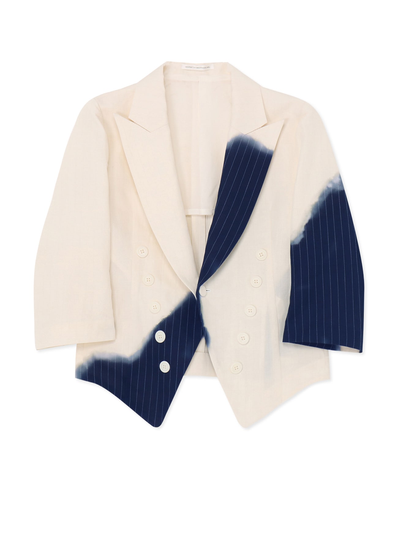 LINEN/COTTON SWALLOWTAIL JACKET WITH PARTIAL PINSTRIPE PATTERN