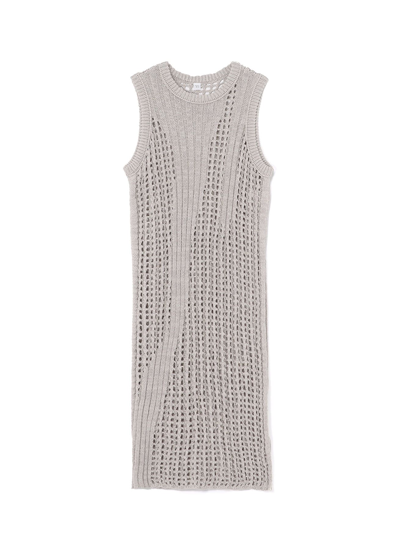 RIB MESH SLEEVELESS DRESS