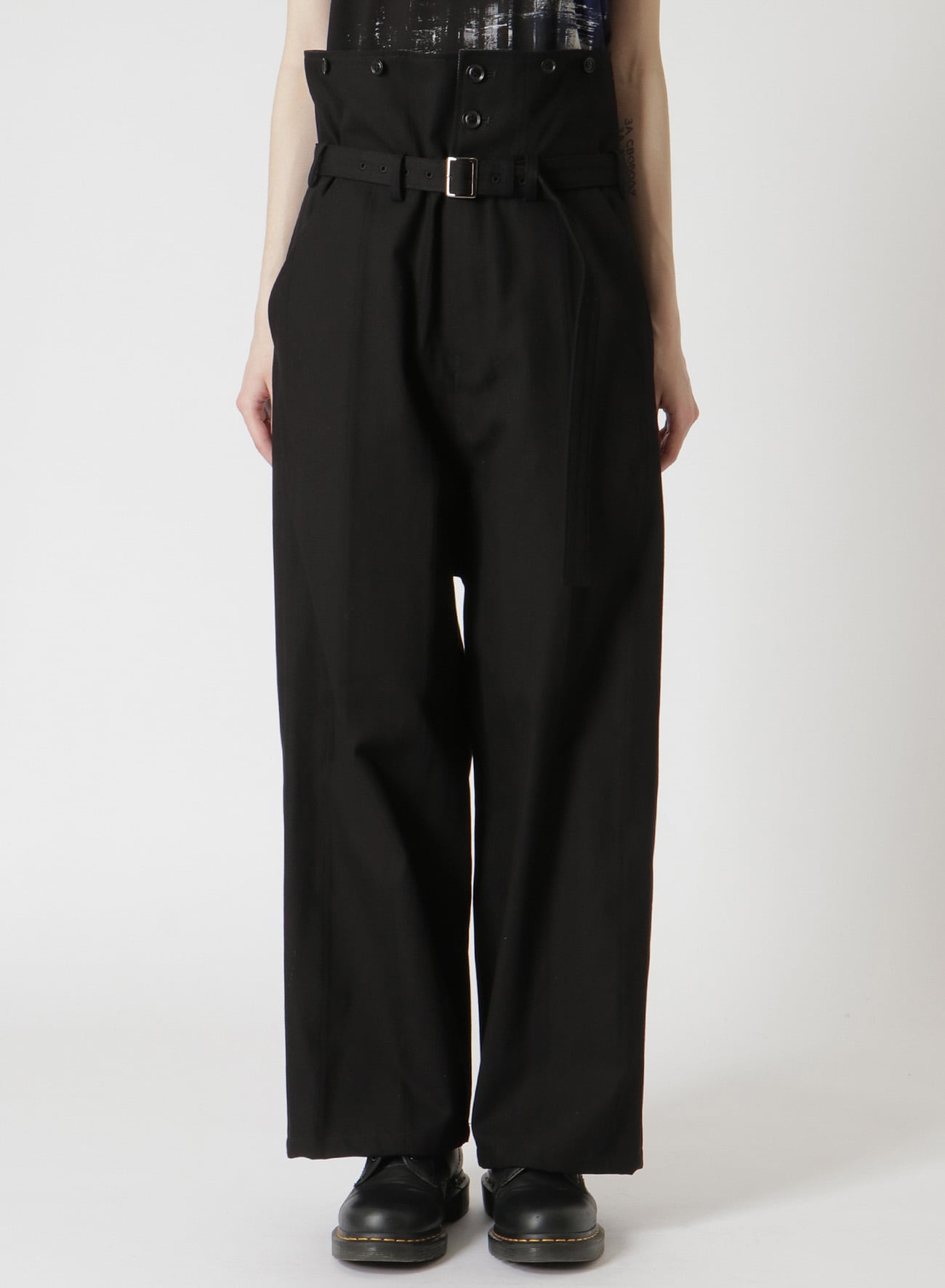 MULTI STRIPED DOBBY CHINO BELTED HIGH WAIST PANTS