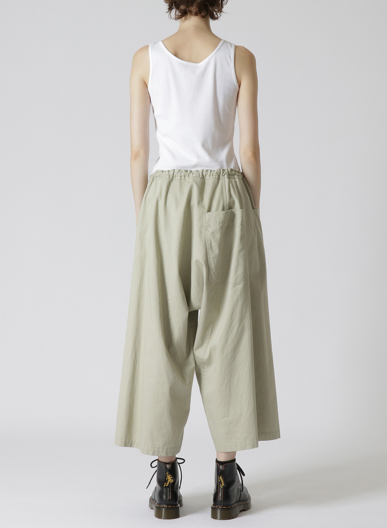 Y's BORN PRODUCT]COTTON TWILL BACK DROP WIDE PANTS(XS Grey): Y's 