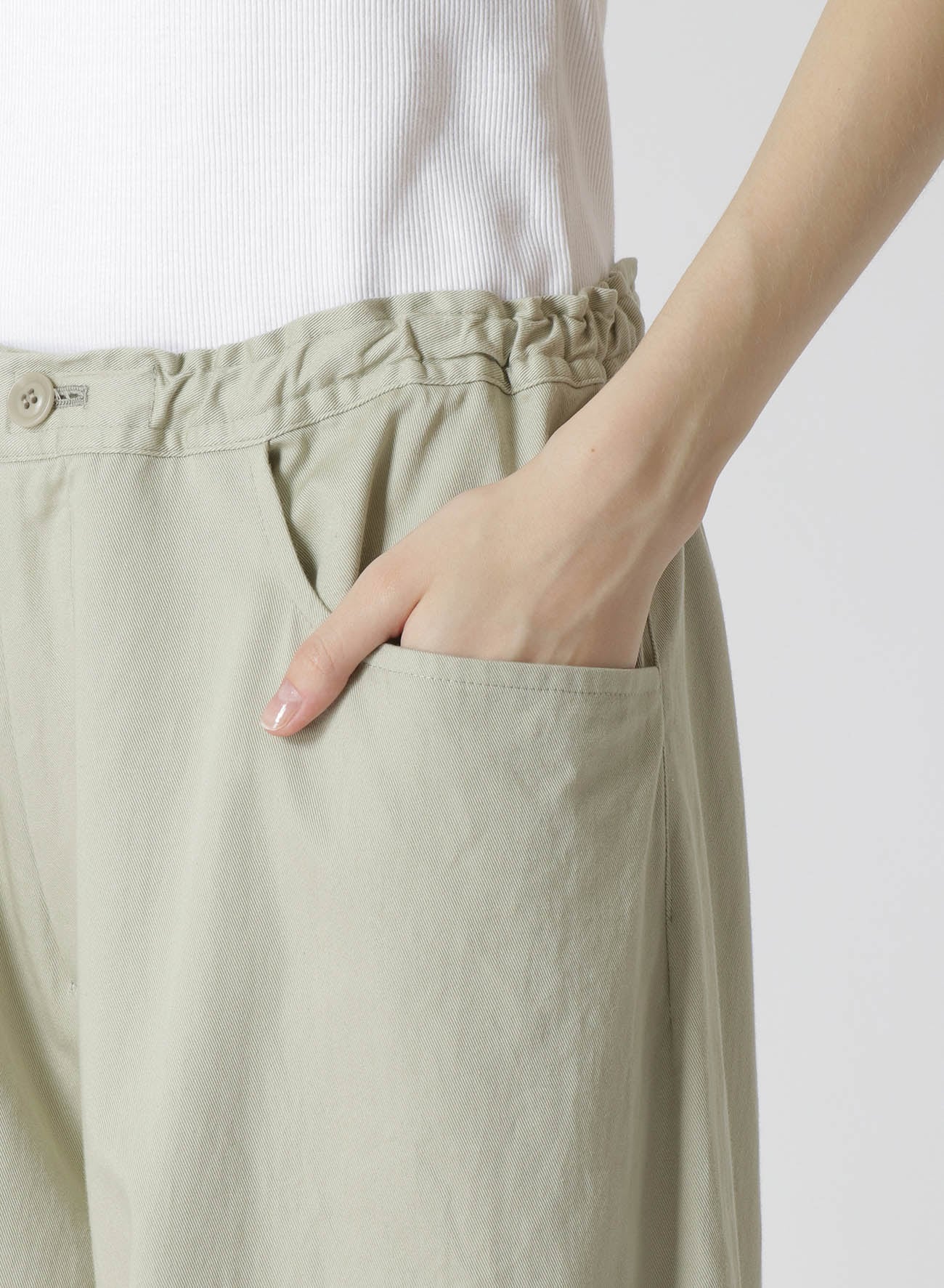 Y's BORN PRODUCT]COTTON TWILL BACK DROP WIDE PANTS(XS Grey): Y's