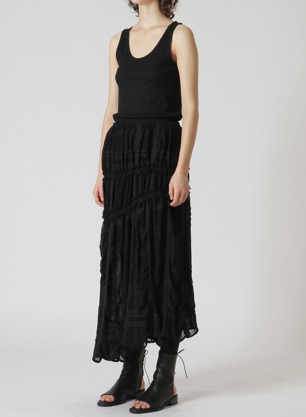 ASYMMETRIC GATHERED SKIRT(XS Black): Vintage 1.1｜THE SHOP YOHJI