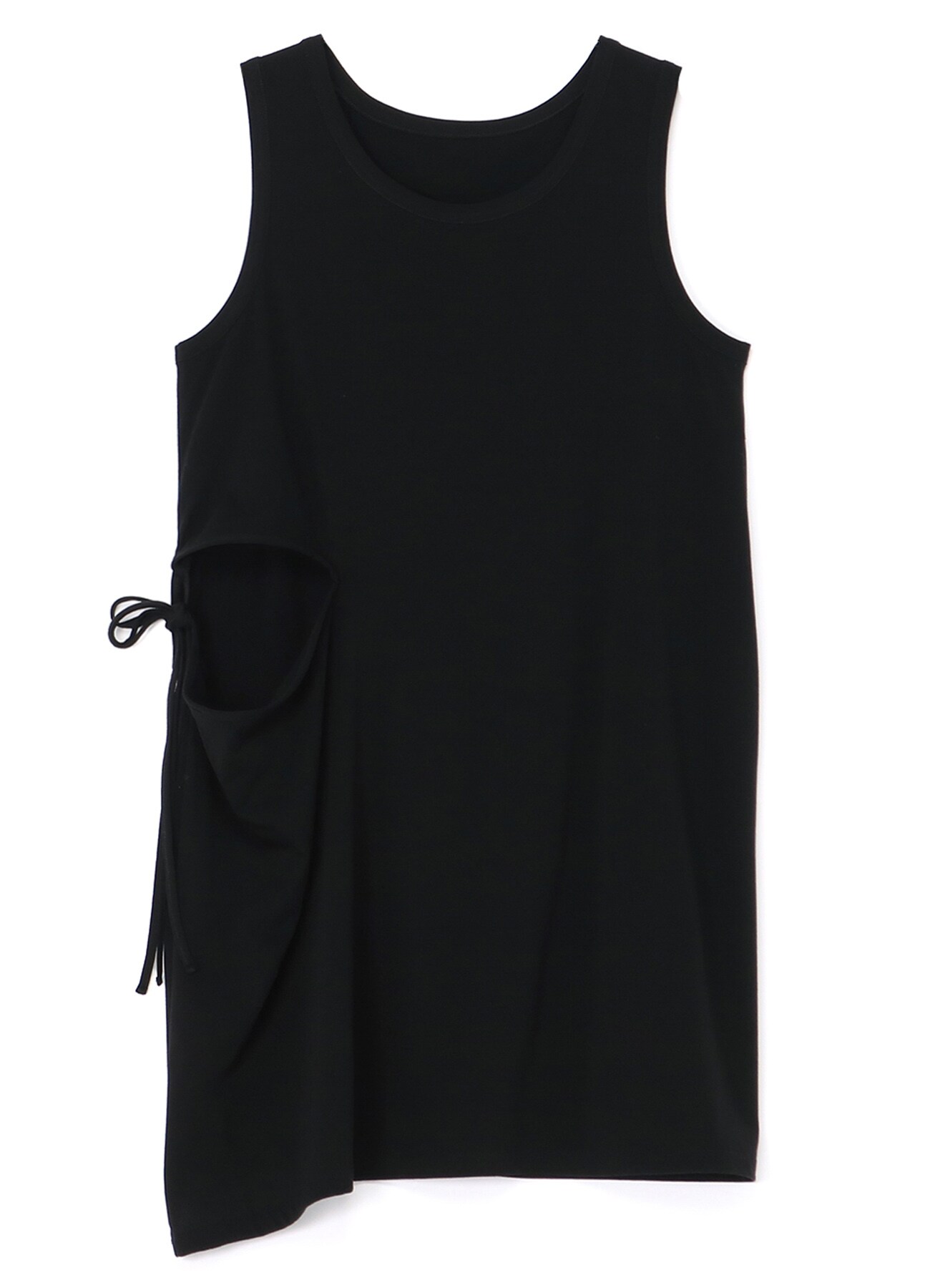 SOFT PLAIN STITCH RIGHT SLASH SLEEVELESS T(S Black): Vintage 1.1