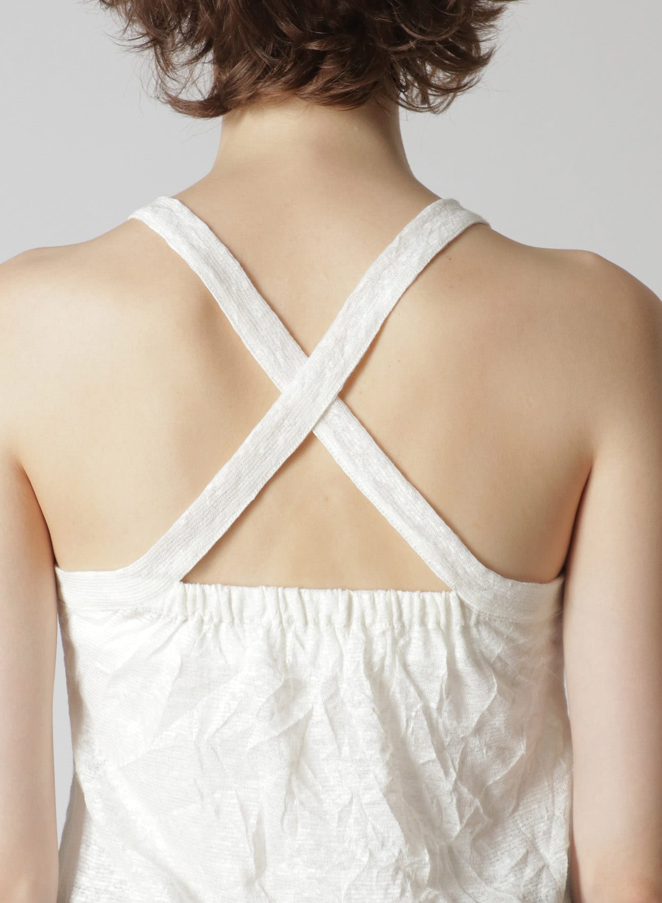 LINEN POLYESTER WRINKLED PLAIN STITCH CAMISOLE